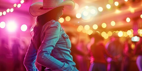 cowgirl dancing in a country and western bar