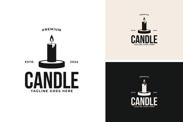 Candle flame logo design vector illustration template idea