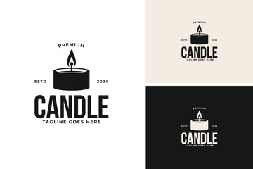 Candle flame logo design vector illustration template idea