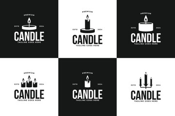 Set of candle flame logo design vector illustration template idea