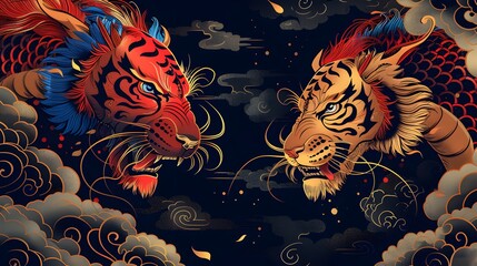 batik with tiger theme background