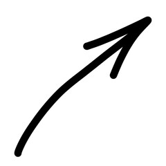 One black drawn arrow isolated on white