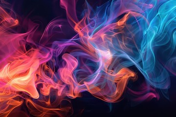 Fototapeta premium colorful abstract smoke explosion on black background digital painting