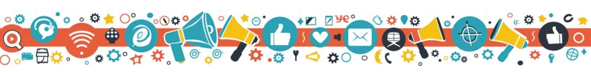 Obraz premium Colorful Digital Marketing Icons