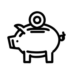 Obraz premium Piggy Bank Icon, Black and White Outline, Savings Concept