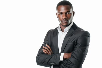 confident african american businessman in formalwear isolated on white