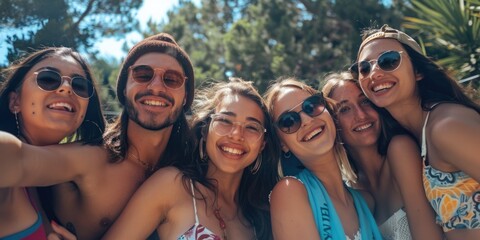Fototapeta premium Friends smiling and posing for a photo together