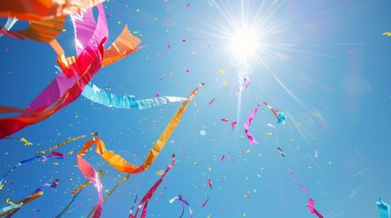 Obraz premium A burst of color and movement as streamers are released into the breeze adding to the celebratory mood.