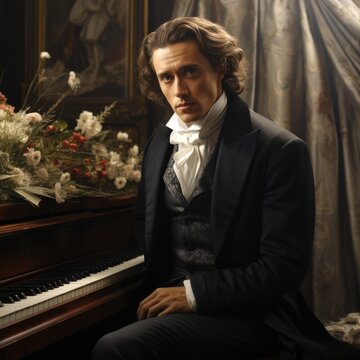 Musical genius: Frederic Francois Chopin, polish composer, pianist, renowned for his emotive compositions, virtuosic piano performances, leaving indelible mark on classical music history