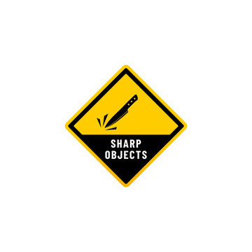 Caution Sharp objects or danger sharp objects sign vector isolated. Best warning Sharp objects for Sharp object danger warning