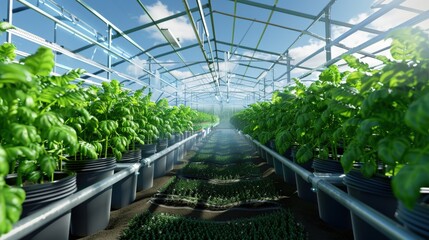 A greenhouse filled with plants and greenhouses