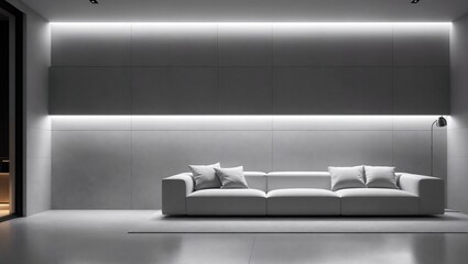 simple luxury grey concrete wall with neon light , minimal style. luxury wallpaper.