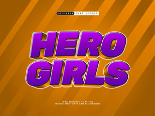 hero girls editable text effect in kids and cartoon text style