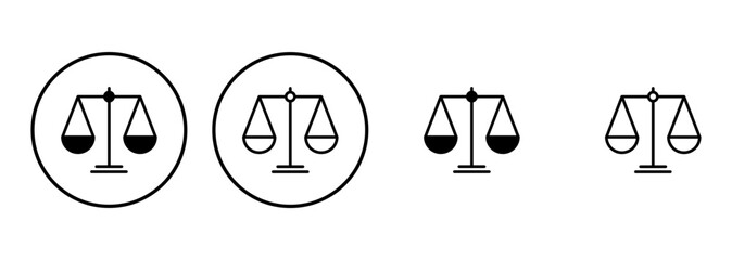 Scales icon set . Law scale icon. Justice sign