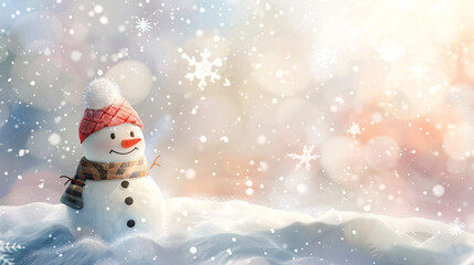 Fototapeta premium snowman on the background of snow