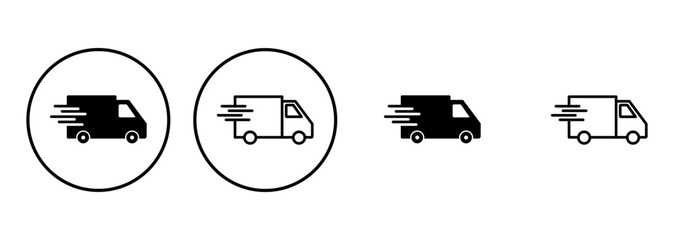 Fast shipping delivery truck icon set. Delivery truck icon. fast delivery icon