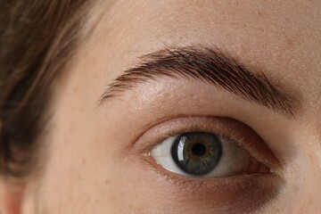 Macro photo of woman with beautiful eyes