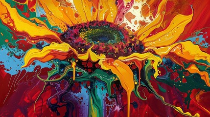 A painting of sunflower UHD wallpaper