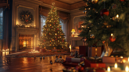 Fototapeta premium christmas tree with christmas lights