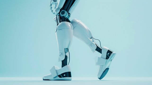 A photo of white robot legs on blue background UHD wallpaper