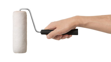 塗装用のローラーを持つ手