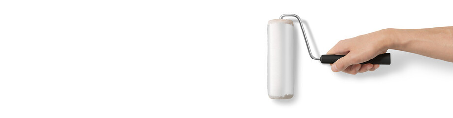 ローラーでペンキを塗る手の画像合成用テクスチャー