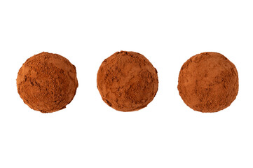 Set of chocolate truffle isolated on white background.