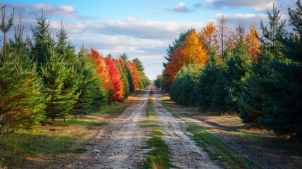 Obraz premium dirt road surrounded by trees in the forest