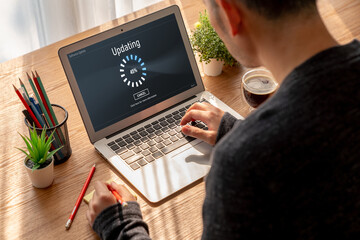 Software update on computer for modish version of device software upgrade