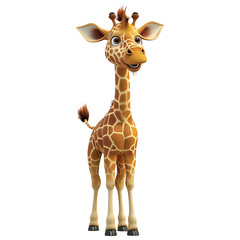 Obraz premium Cute cartoon giraffe isolated on transparent background png