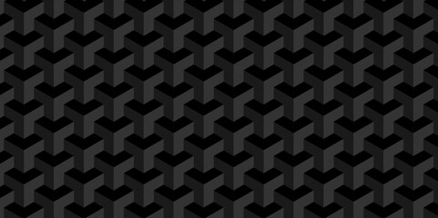 Vector of cube geometric pattern grid backdrop triangle background. Abstract cube geometric tile and mosaic wall or grid backdrop hexagon technology. black or gray geometric block cube structure.