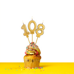 Cupcake with birthday candle - Candle number 108