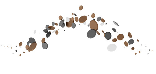 Multicolor confetti abstract background with a lot of falling pieces, isolated on a white background. Festive decorative tinsel element for design