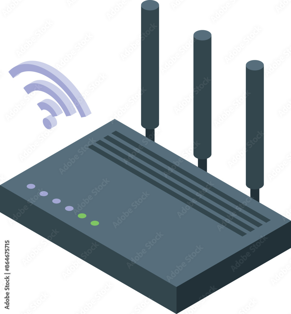 Wall mural Wifi router is emitting a wireless signal, providing internet access for multiple devices - Wall murals
