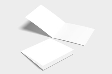 2-Folded Blank white square brochure with simply light.