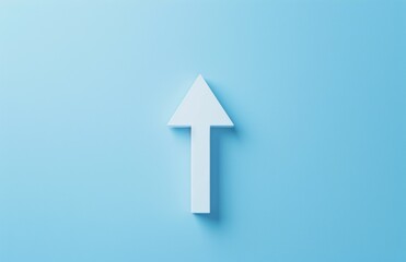 Fototapeta premium White Arrow Pointing Up on Blue Background Symbolizing Growth and Progress in Business Success