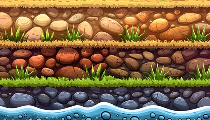 Fototapeta premium Cut ground layer for game ui platform design