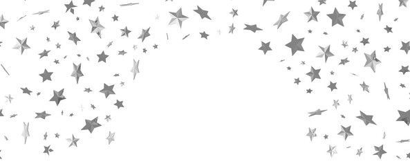 sparkles silver stars on white background with text place- Image