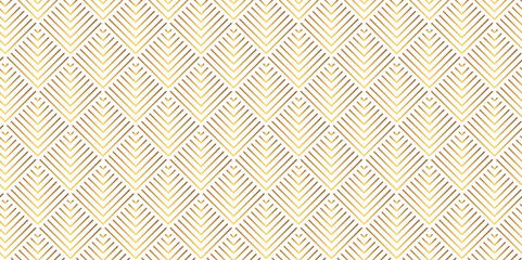 Overlapping Pattern Minimal diamond geometric digital wave backdrop abstract wave square background. gold line seamless tile stripe overlap creative retro square pattern black background.