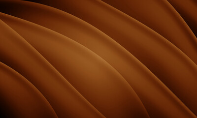 Flowing dark brown curve shape with soft gradient abstract background. dark brown stripe pattern.