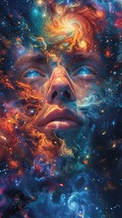 An abstract illustration depicting merging with infinity or spirituality.