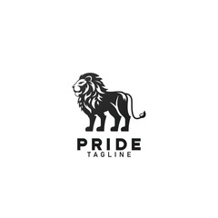 Confident Pride Lion Logo Symbol Design Flat Style Vector.