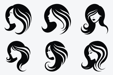 Beauty Women Long Hair Style logo Icon