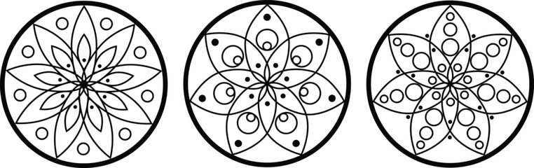 Black and white mandalas for coloring