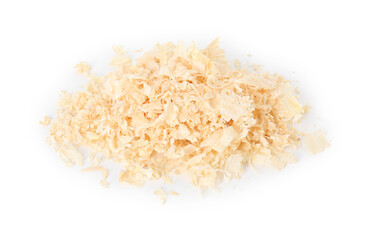 Pile of natural sawdust isolated on white