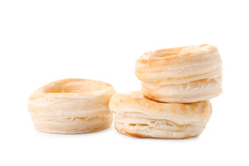 Delicious fresh puff pastry isolated on white