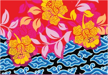 Gardinen Trendige Blumen Design Motif Mega Mendung, batik motif typical of West Java Indonesia, curved line pattern with cloud objects, with developments and various artistic colors  © Niyaska