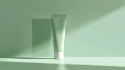 minimalist cosmetic tube mockup on pastel green background
