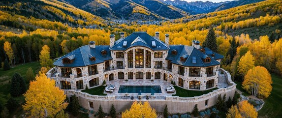 A dream mansion worth tens of millions of dollars with breathtaking views in Aspen, Colorado. Visualized from a real source.