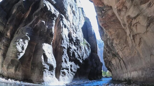 Light Fills the Canyon in the Narrows of Zion, Top-Down Trail, Zion National Park, Utah